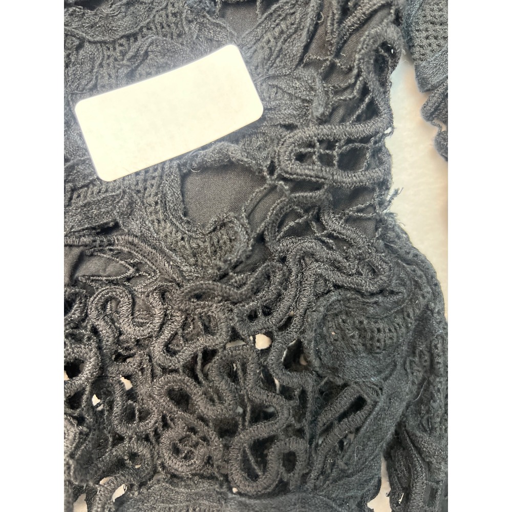Sea New York Black Guipure Lace Long Sleeve Peplum Top Size 10 - Picture 4 of 7